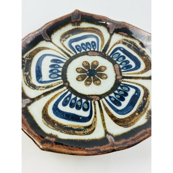 Set 2 Tonala Pottery 10" Lotus Plate Platter & Bowl El Palomar Mexico Signed Flo - Picture 3 of 15